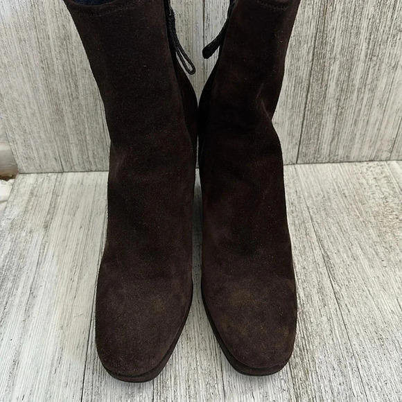 Prada Linea Rossa Brown Suede Wedge Boots - Picture 8 of 9